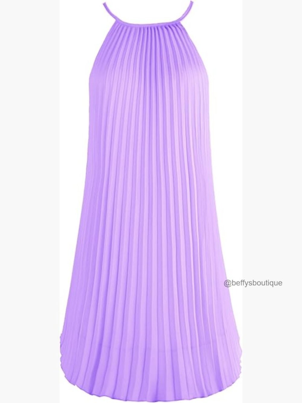 Women's A-Line Pleated Swing Dress with Halter Neck & Belt